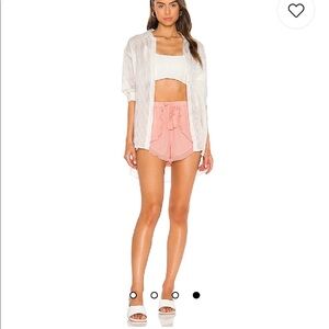 Revolve Lovers + Friends Serene Short in Blush Sheer Ruffle Tassle